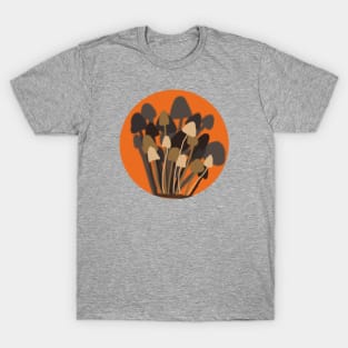 Mushrooms Art Original Design New School Orange Background T-Shirt